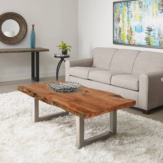live edge coffee table with steel legs