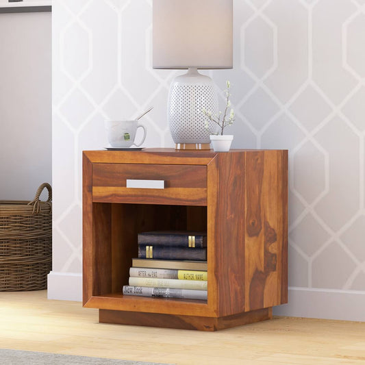 florentina solid wood bedside table in natural finish