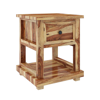 livia solid wood bedside table in lacquered finish