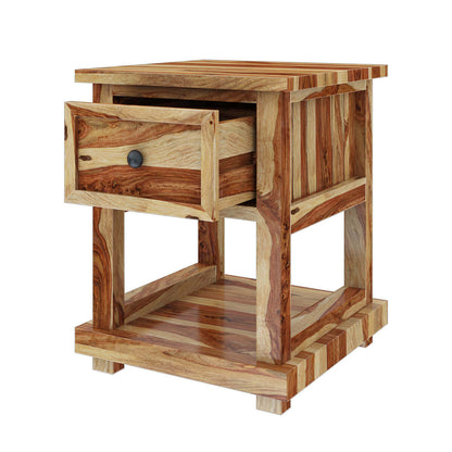 livia solid wood bedside table in lacquered finish