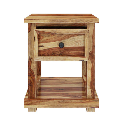 livia solid wood bedside table in lacquered finish