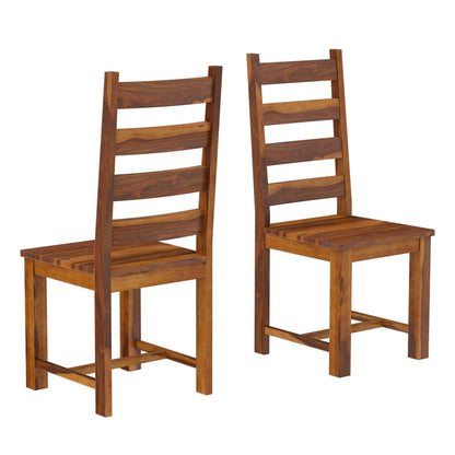 Round Solid Wood Dining Table Set With 6 Chairs In Natural Finish