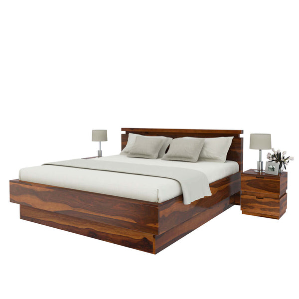 Roney solid wood bed in natural finish