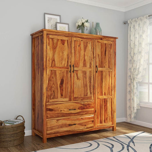 olton solid wood wardrobe in natural finish