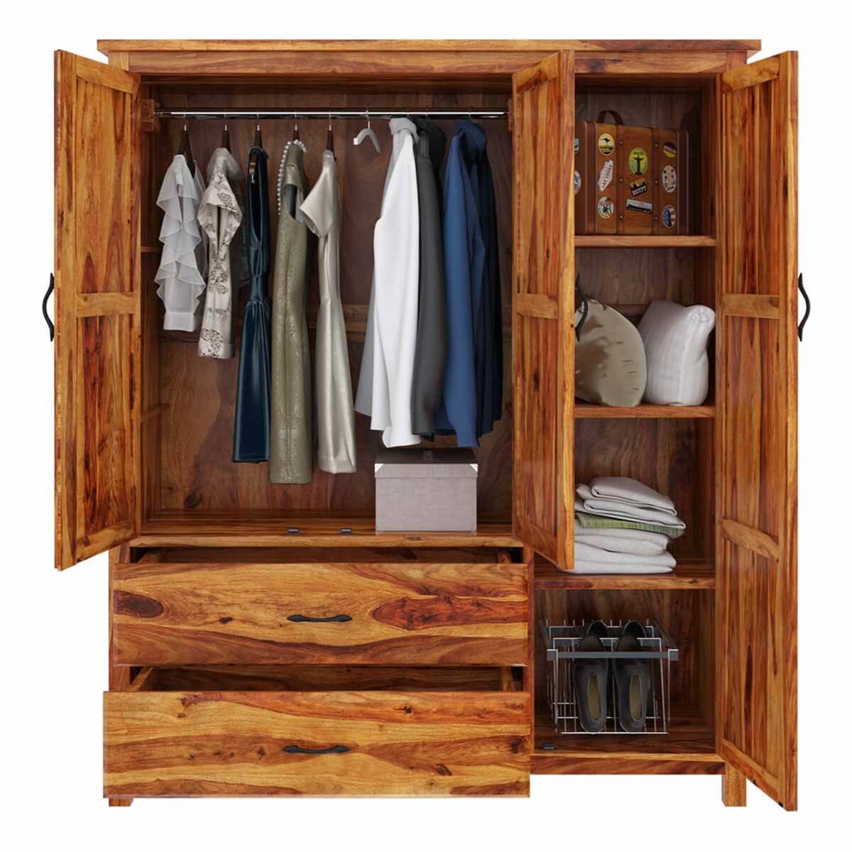 olton solid wood wardrobe in natural finish