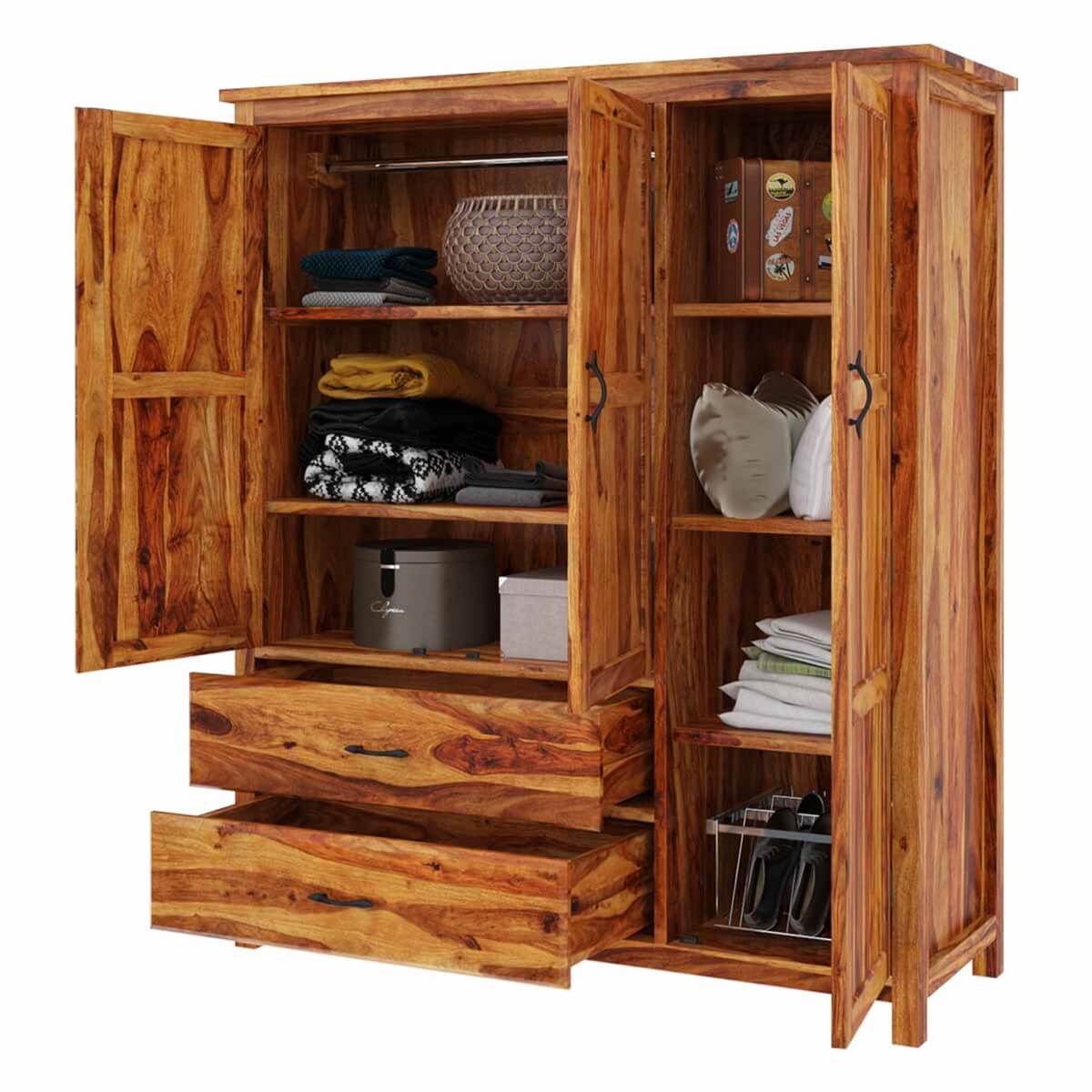 olton solid wood wardrobe in natural finish