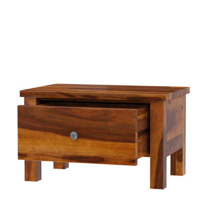 classic solid wood bedside table in natural finish