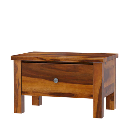 classic solid wood bedside table in natural finish