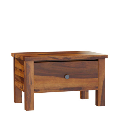 classic solid wood bedside table in natural finish