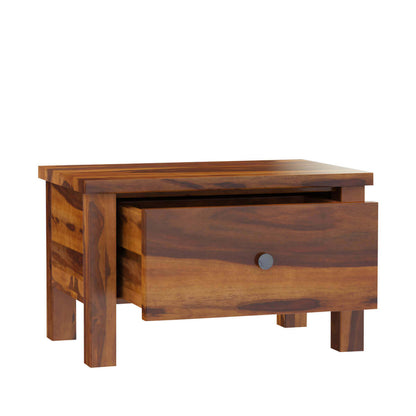 classic solid wood bedside table in natural finish