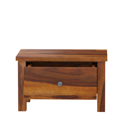 classic solid wood bedside table in natural finish