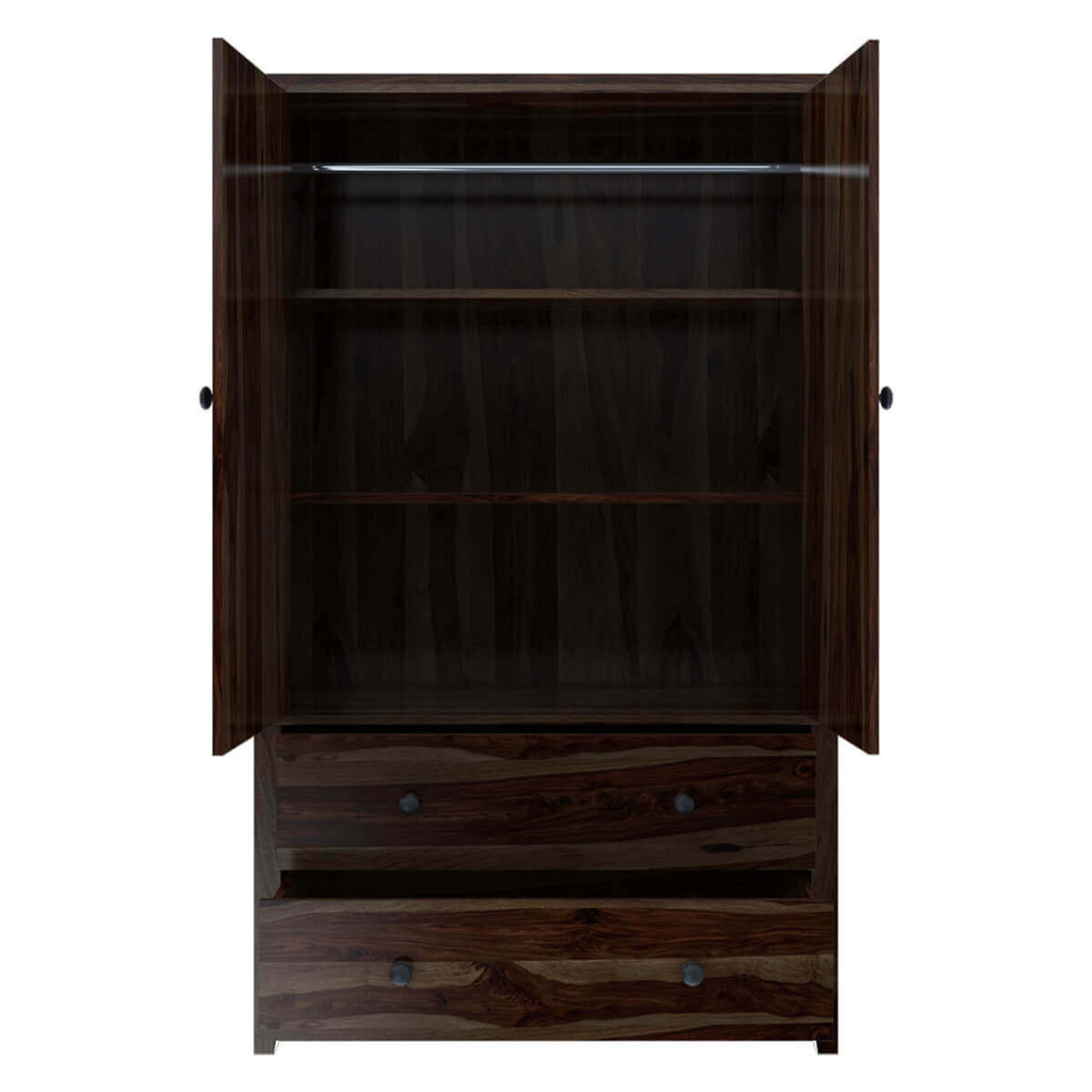romeo solid wood wardrobe in walnut finish