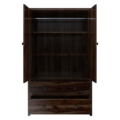 romeo solid wood wardrobe in walnut finish