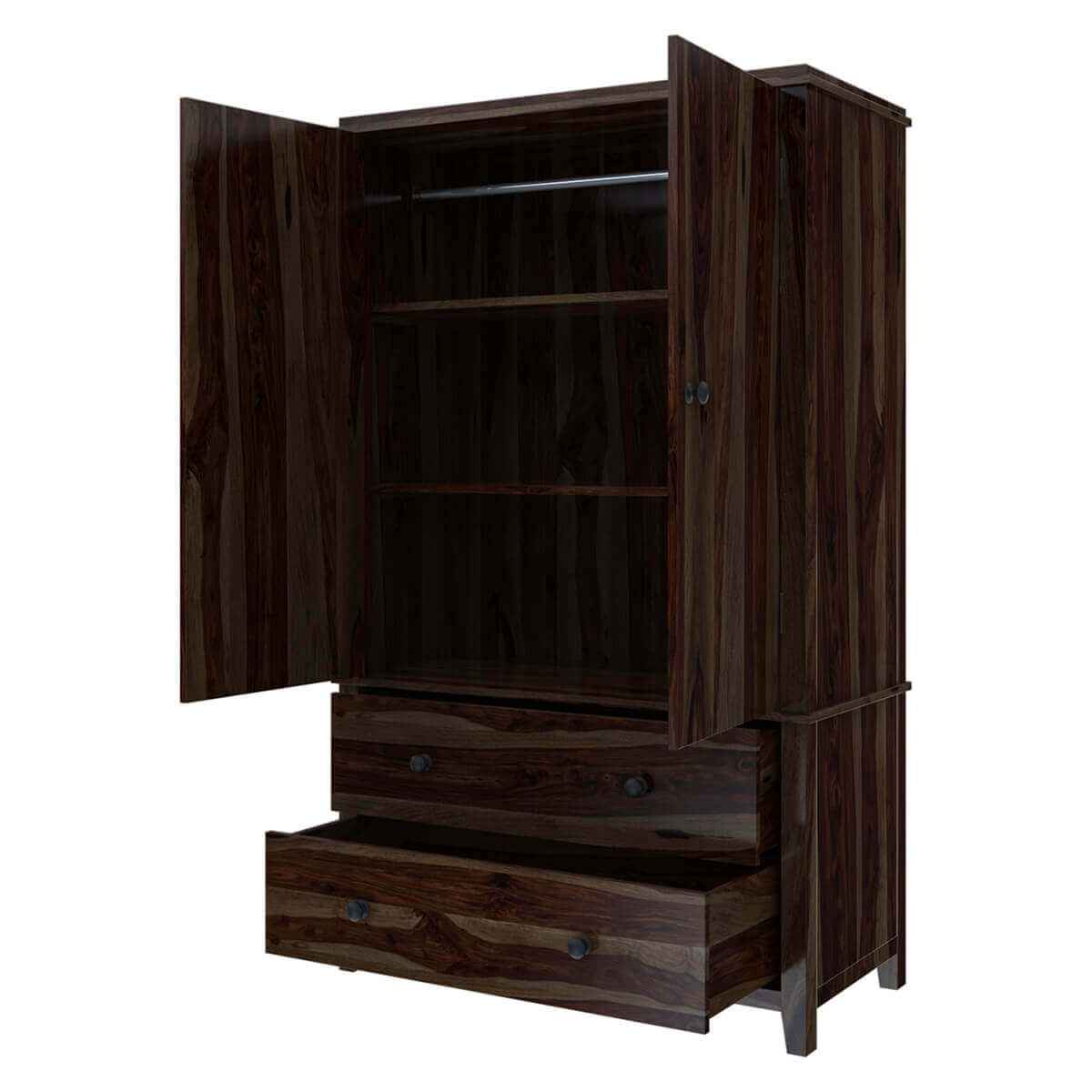 romeo solid wood wardrobe in walnut finish