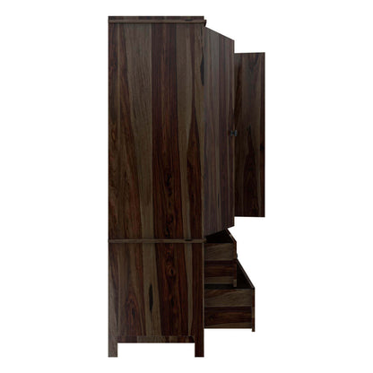 romeo solid wood wardrobe in walnut finish