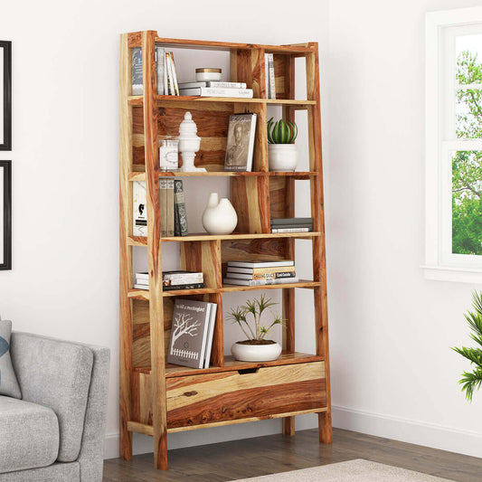 jolly solid wood bookcase in natural finish