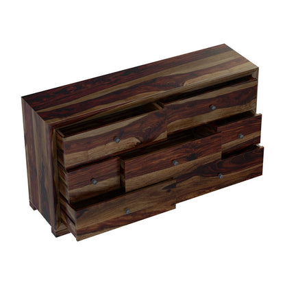 udsar solid wood dresser in medium espresso finish
