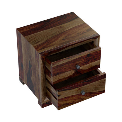 udsar solid wood bedside table in walnut finish