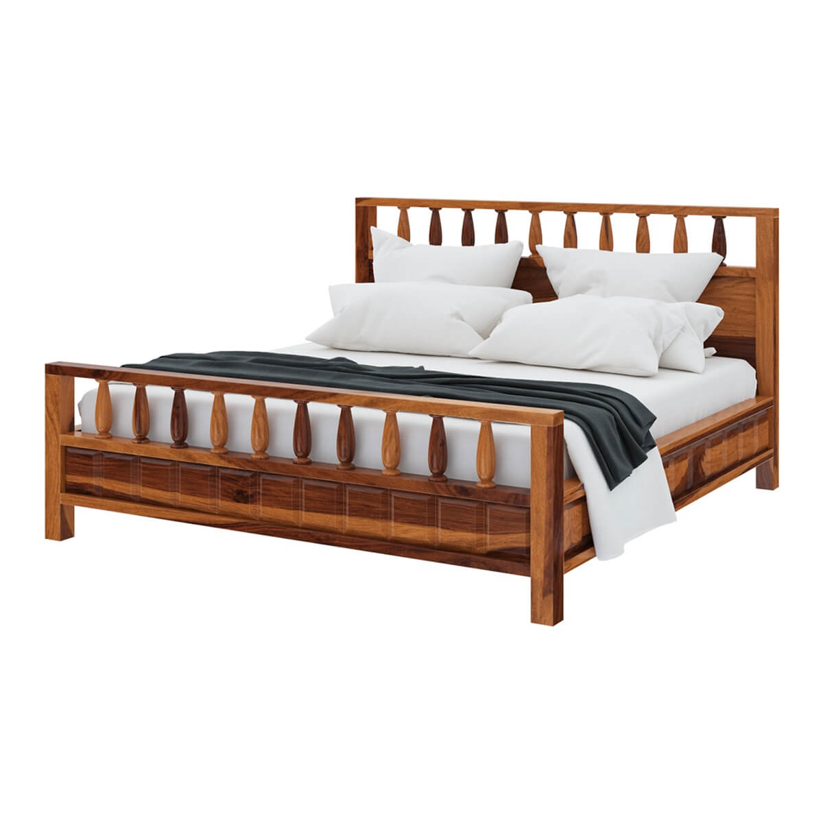 kharad solid wood bed in natural finish