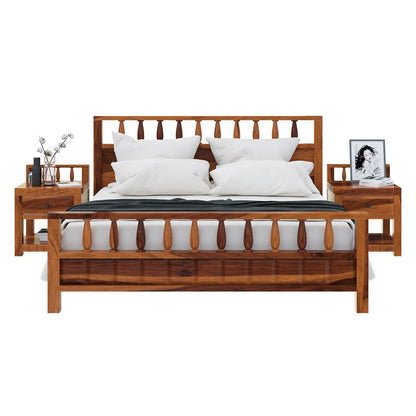 kharad solid wood bed in natural finish