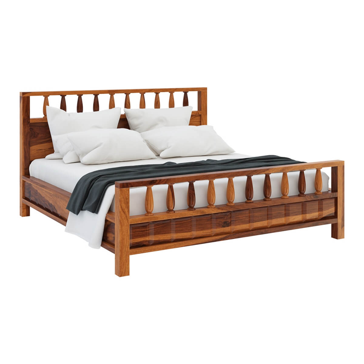 kharad solid wood bed in natural finish