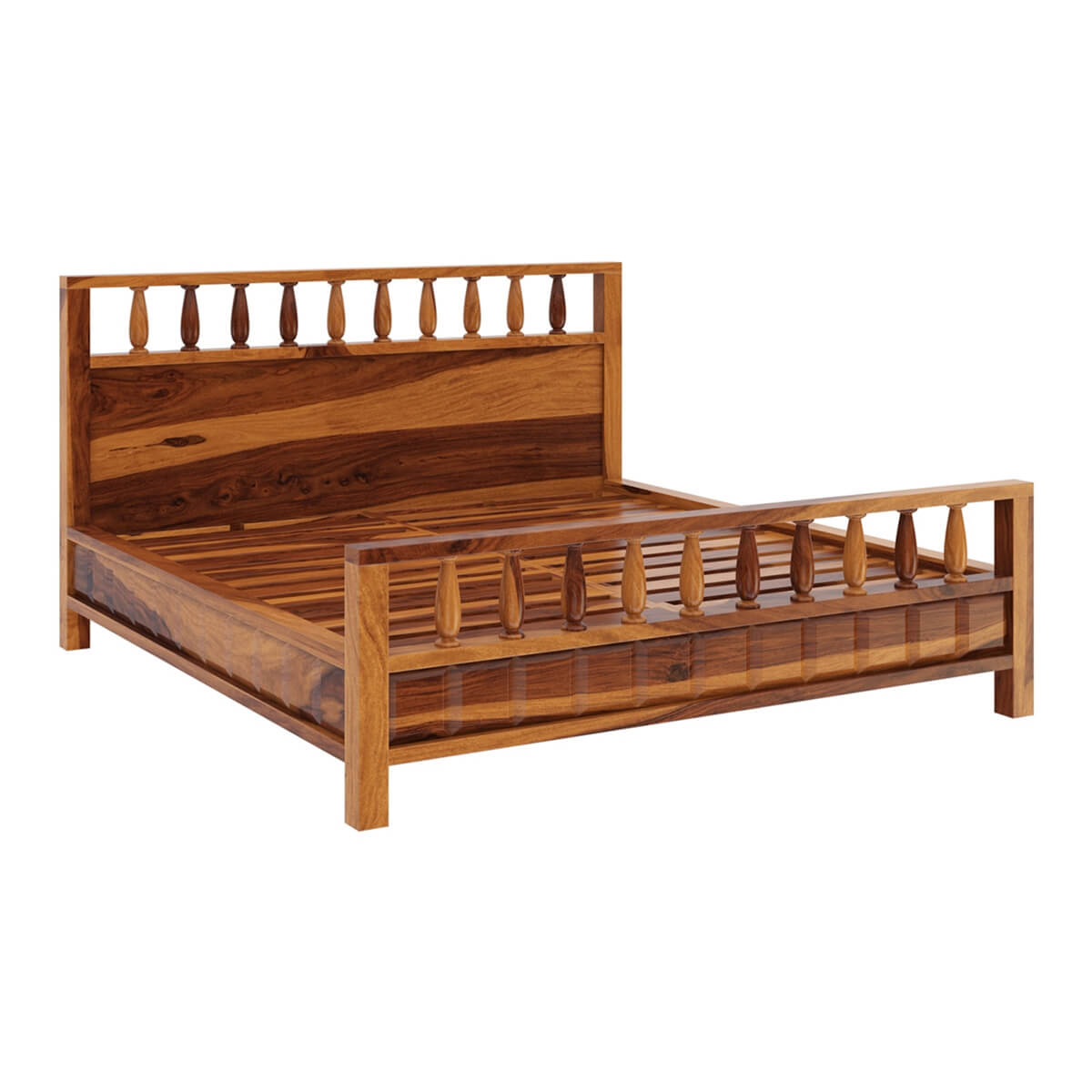kharad solid wood bed in natural finish