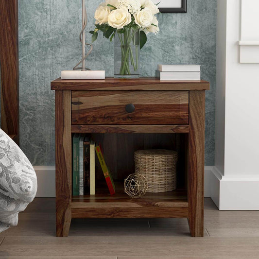 irvin solid wood bedside table in espresso finish