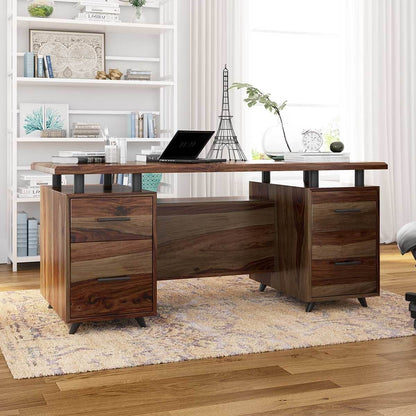 allyer solid wood office desk in walnut finish
