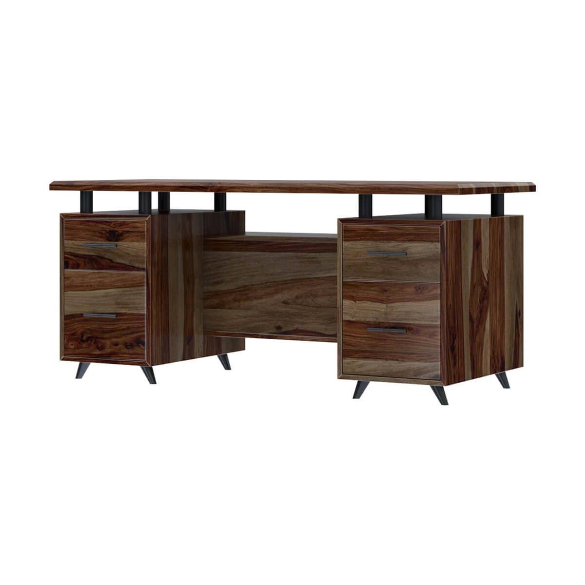 allyer solid wood office desk in walnut finish