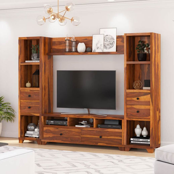 orion solid wood tv shelve in natural finish