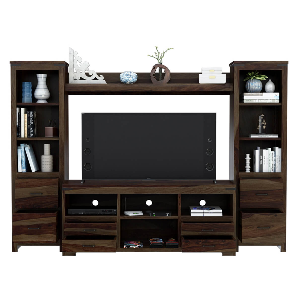 arundhati solid wood tv shelve in espresso finish