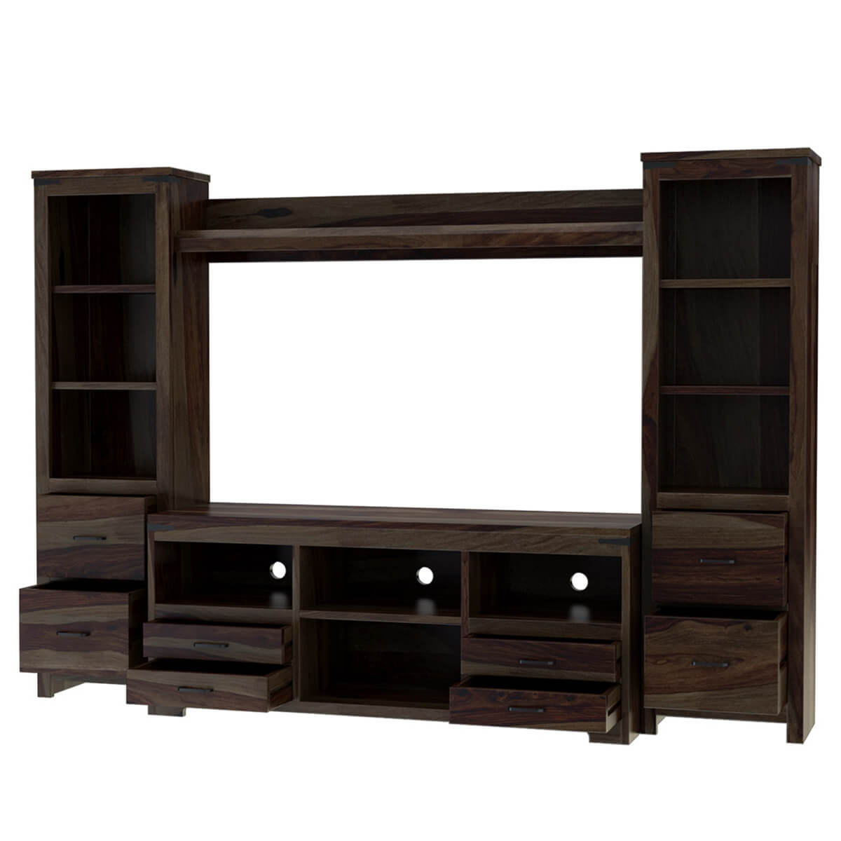 arundhati solid wood tv shelve in espresso finish