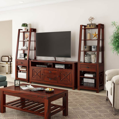 Toronto solid wood tv shelve in rosewood finish