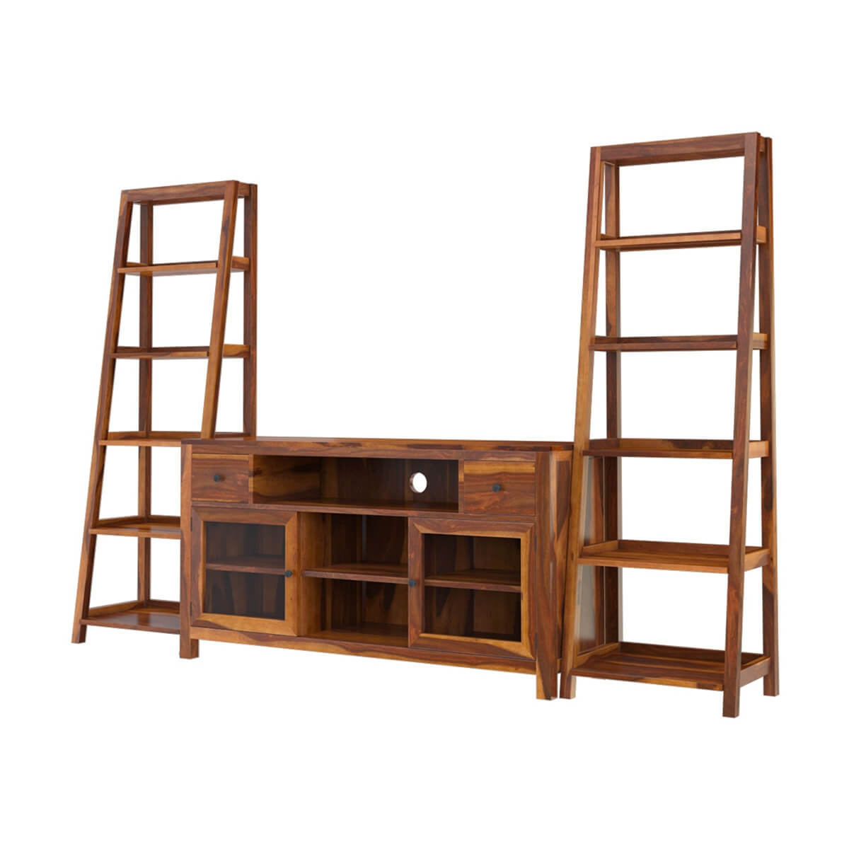 ladder solid wood tv shelve in natural finish