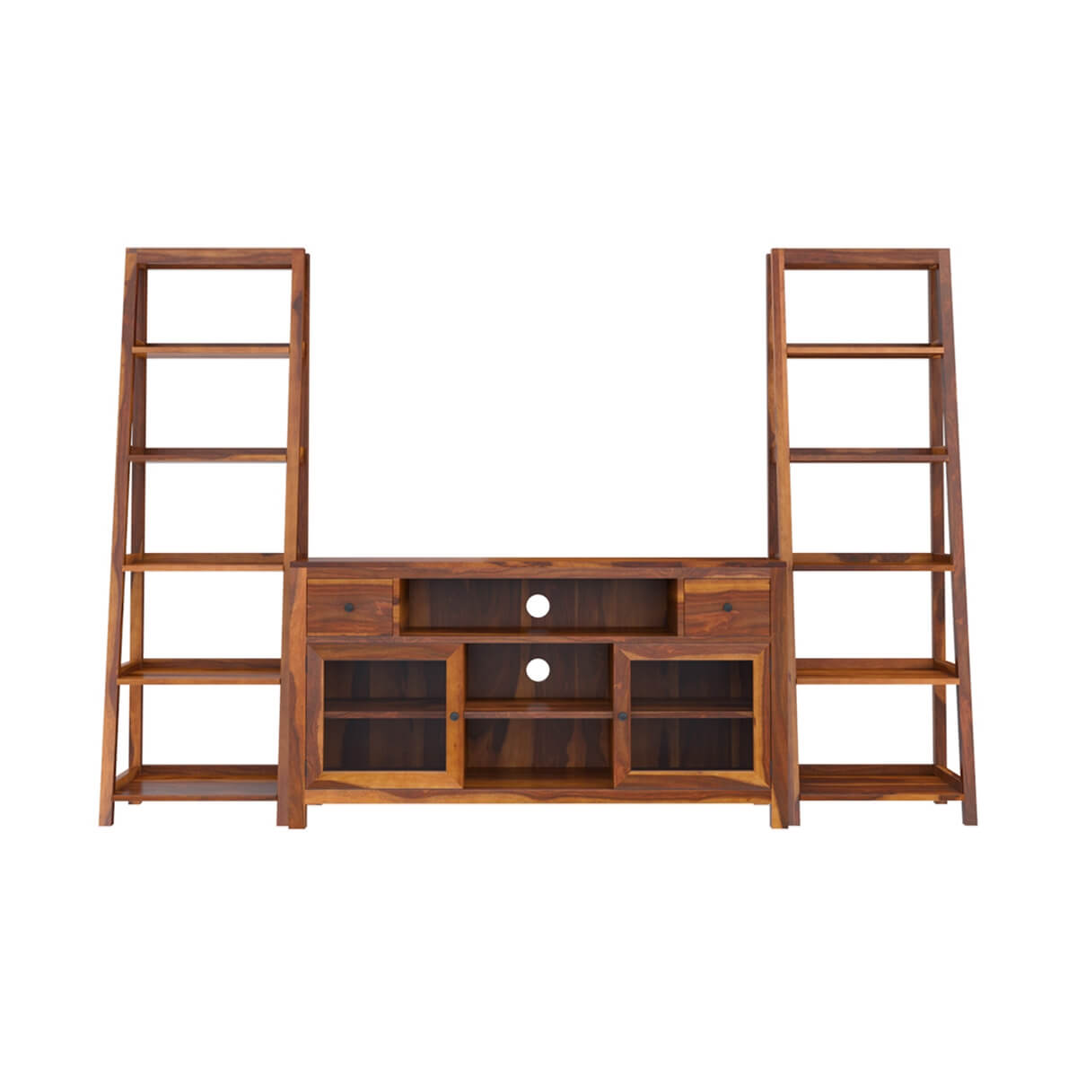 ladder solid wood tv shelve in natural finish