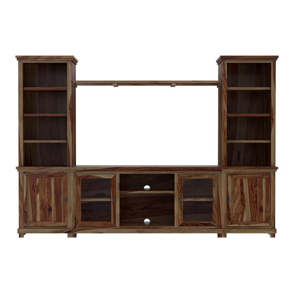 pager solid wood tv shelve in walnut finish
