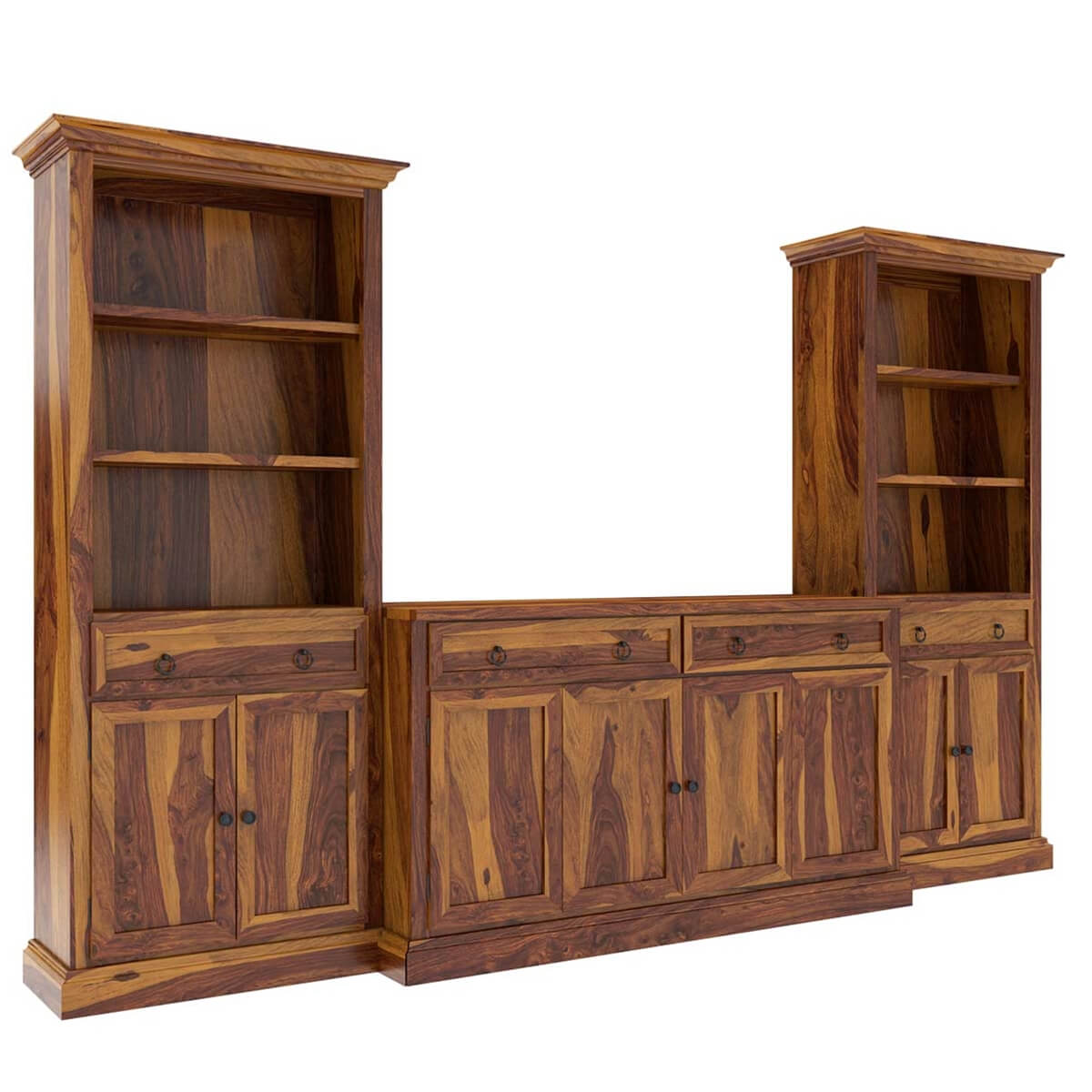 Martino solid wood media shelve along with Bookcases