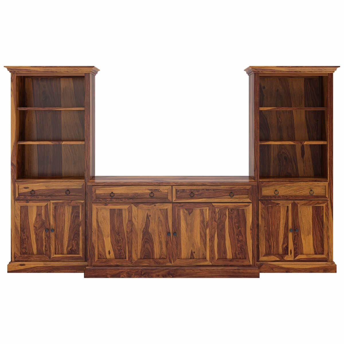 Martino solid wood media shelve along with Bookcases
