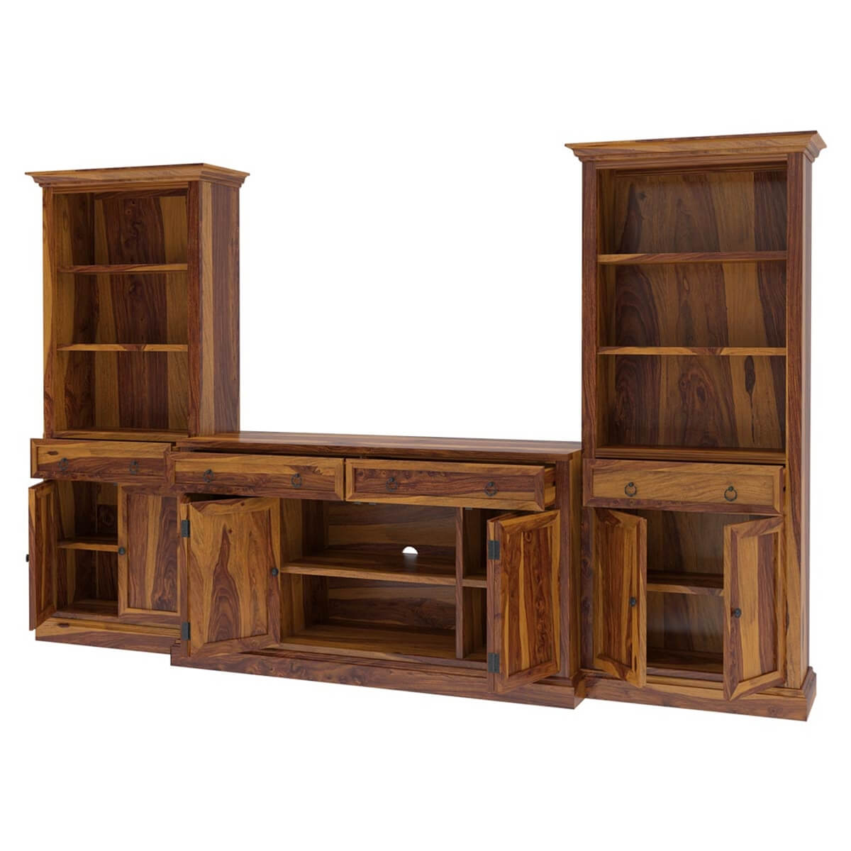 Martino solid wood media shelve along with Bookcases