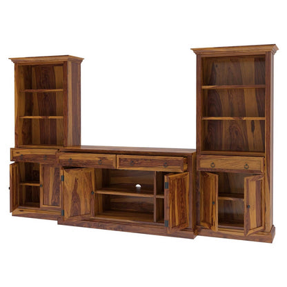 Martino solid wood media shelve along with Bookcases