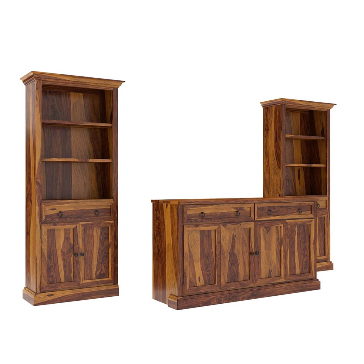 Martino solid wood media shelve along with Bookcases