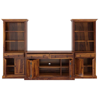 Martino solid wood media shelve along with Bookcases