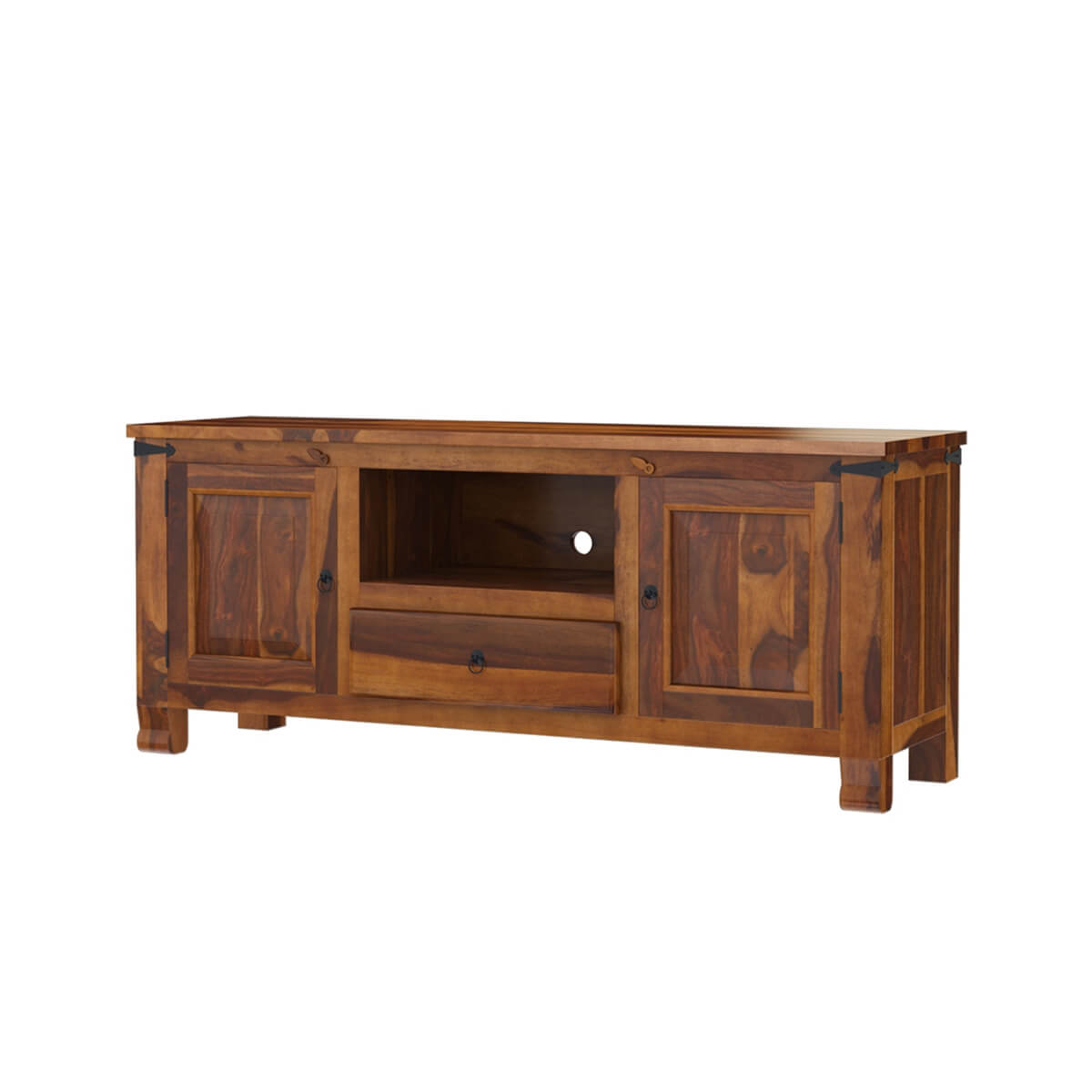 alan solid wood TV console in natural finish