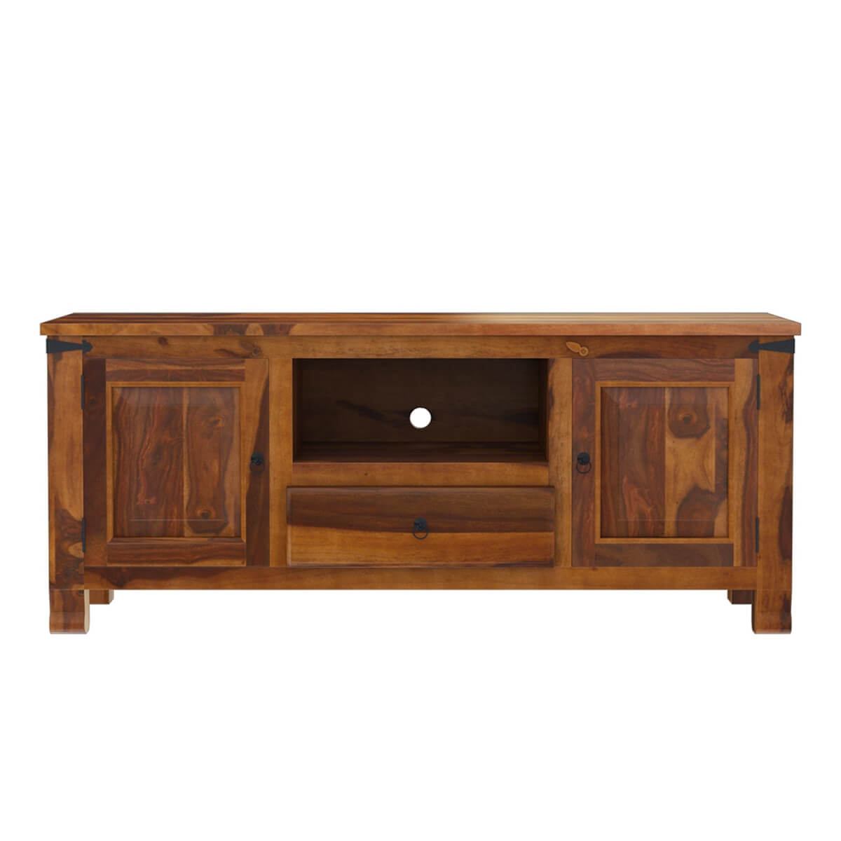 alan solid wood TV console in natural finish