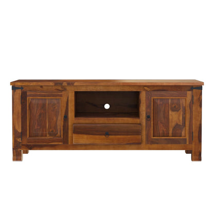 alan solid wood TV console in natural finish