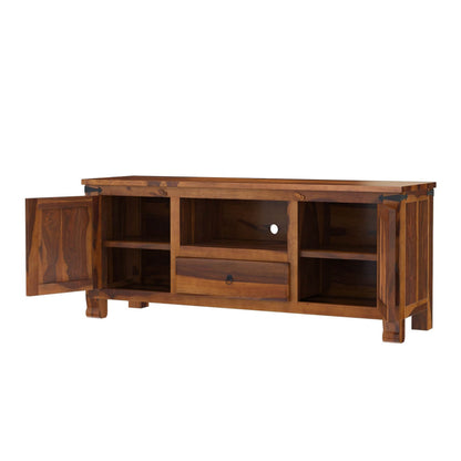 alan solid wood TV console in natural finish