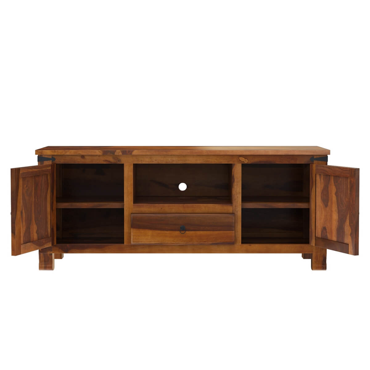 alan solid wood TV console in natural finish