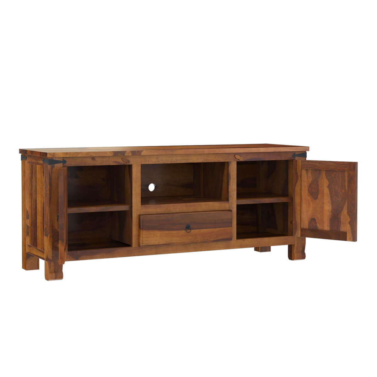 alan solid wood TV console in natural finish
