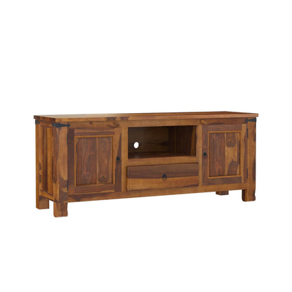 alan solid wood TV console in natural finish