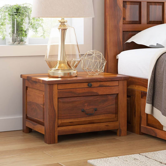 flora solid wood bedside table in natural finish